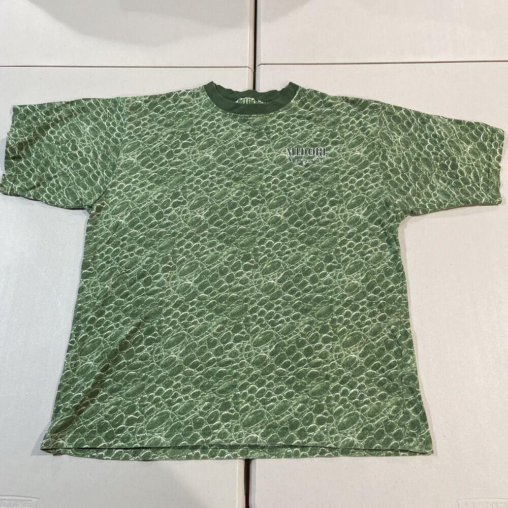 Vintage Midori Iguana Scales AOP T Shirt XL Margarita Nature Ringer